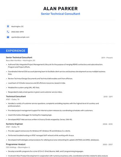 Senior Technical Consultant Resume