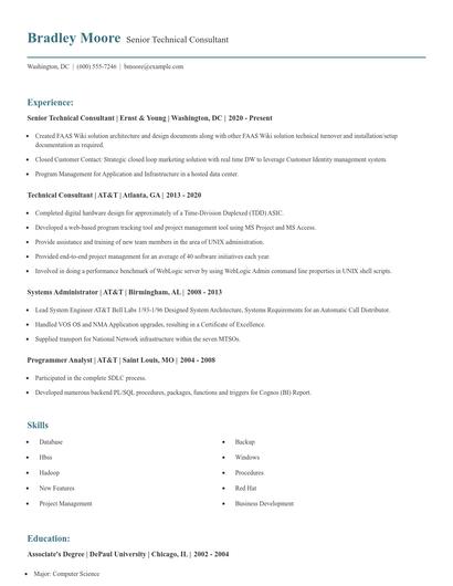 Senior Technical Consultant Resume