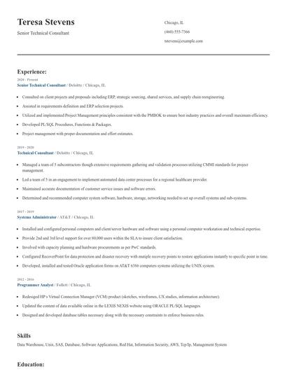 Senior Technical Consultant Resume
