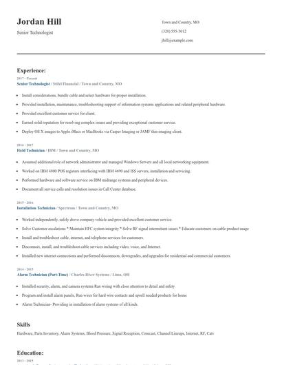 Senior Technologist Resume