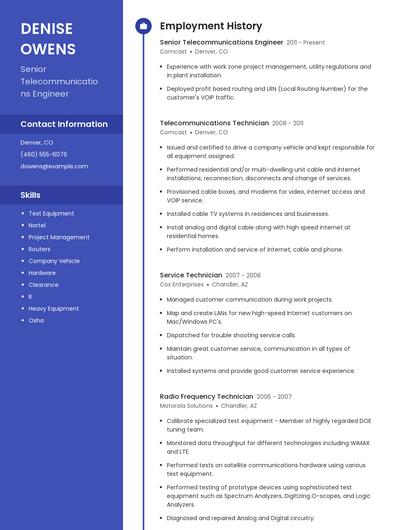Senior Telecommunications Engineer Resume