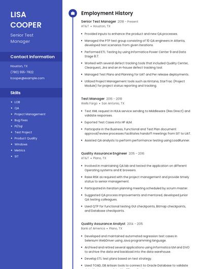 Senior Test Manager Resume
