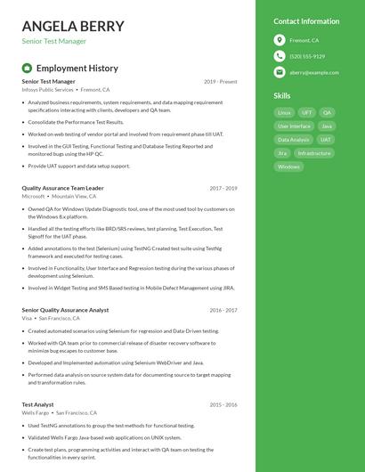 Senior Test Manager Resume