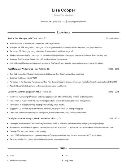 Senior Test Manager Resume