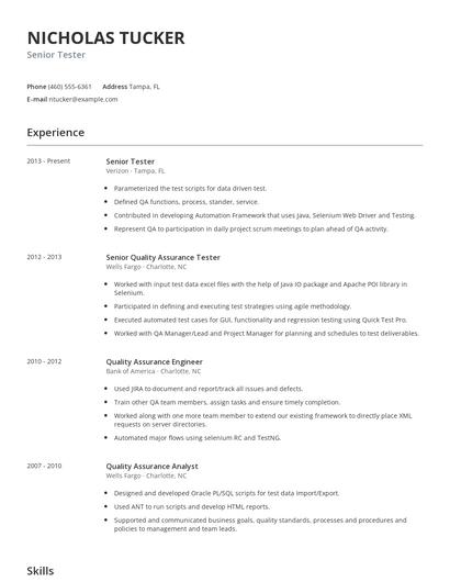 Senior Tester Resume