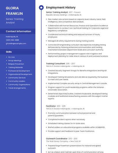 Senior Training Analyst Resume