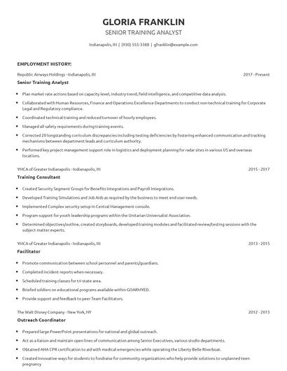 Senior Training Analyst Resume