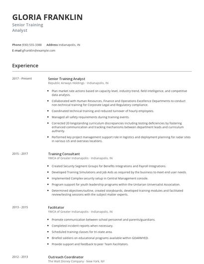 Senior Training Analyst Resume