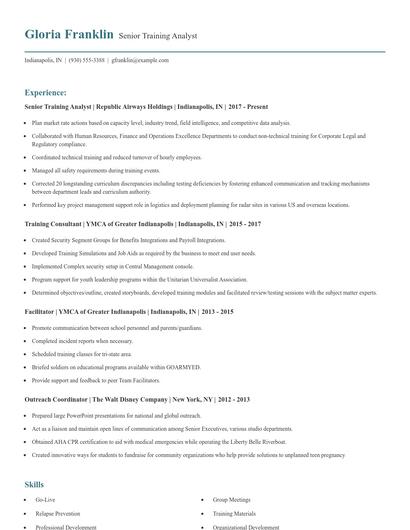 Senior Training Analyst Resume