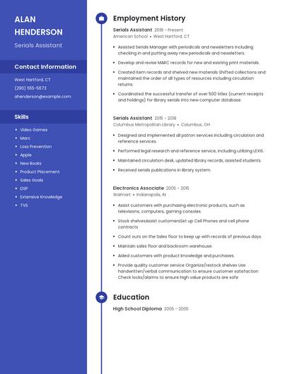 Serials Assistant Resume