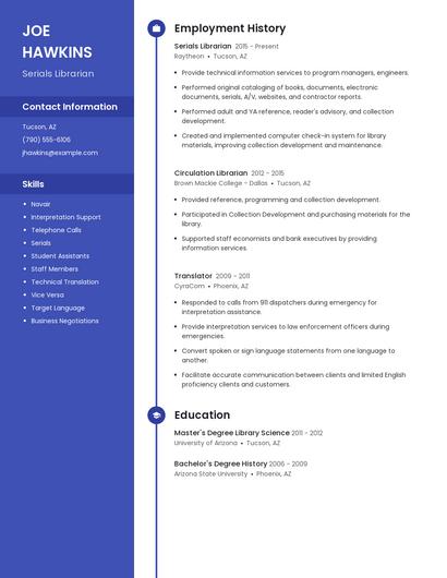 Serials Librarian Resume