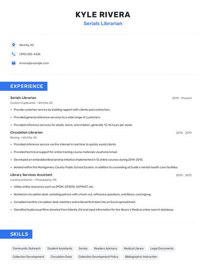 Serials Librarian Resume