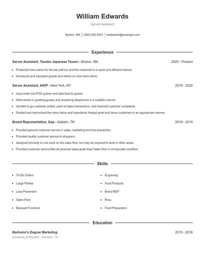 Resume example 1
