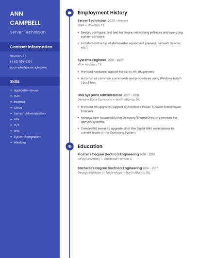 Server Technician Resume