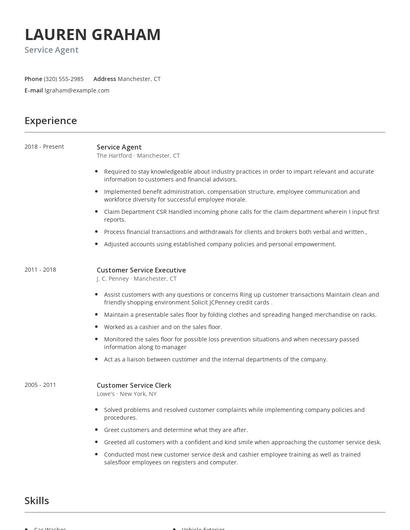 Service Agent Resume