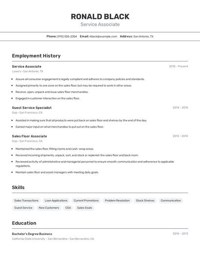 Resume example 2