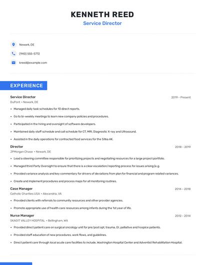 Service Director Resume