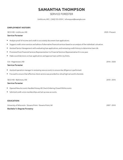 Service Forester Resume
