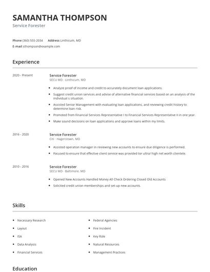 Service Forester Resume