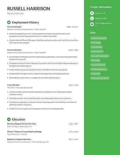 Service Forester Resume