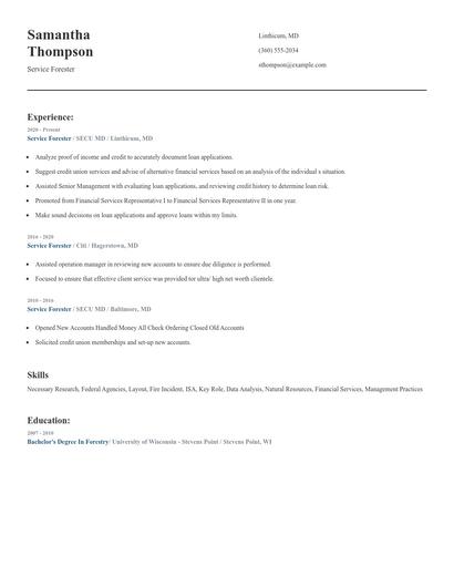 Service Forester Resume