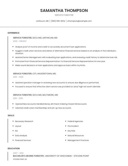 Service Forester Resume