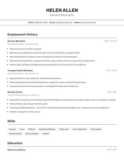 Resume example 2