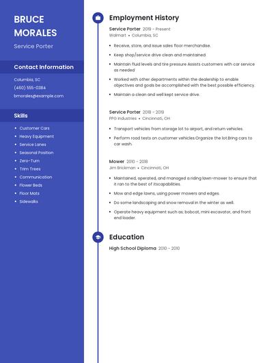 Service Porter Resume