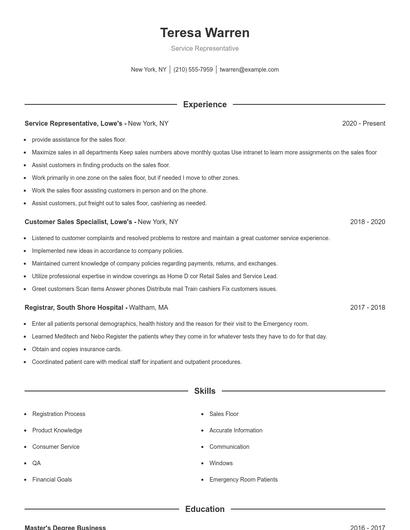 Resume example 1