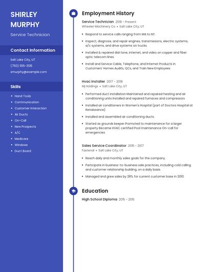Service Technician Resume