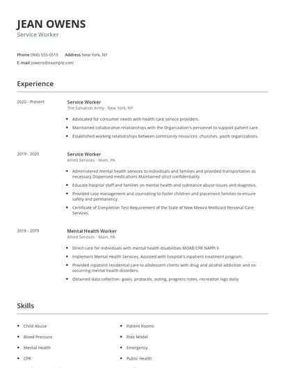Service Worker Resume