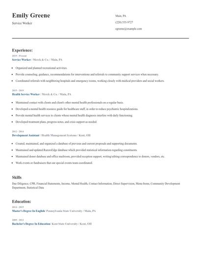 Service Worker Resume