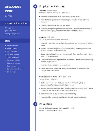 Servicer Resume