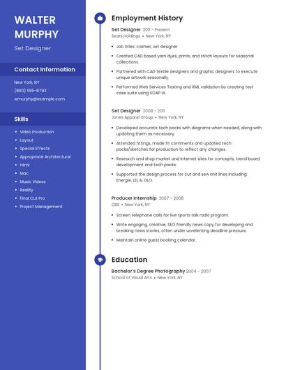 Set Designer Resume
