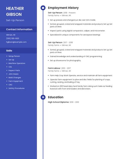 Set-Up Person Resume
