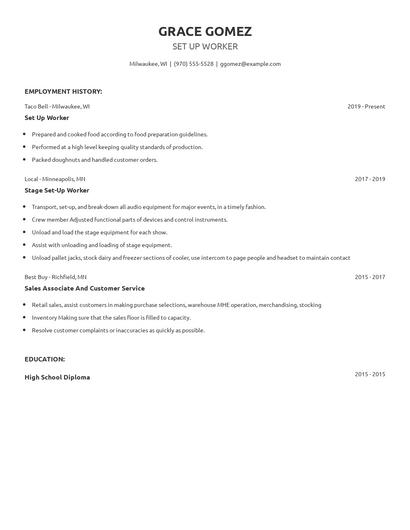 Set Up Worker Resume