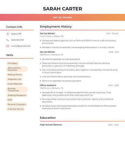 Set Up Worker Resume