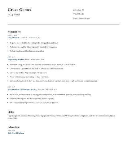 Set Up Worker Resume