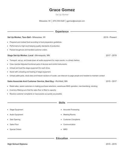 Set Up Worker Resume