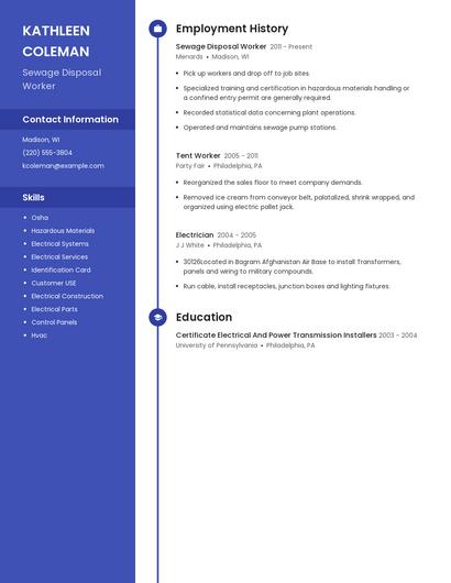 Sewage Disposal Worker Resume