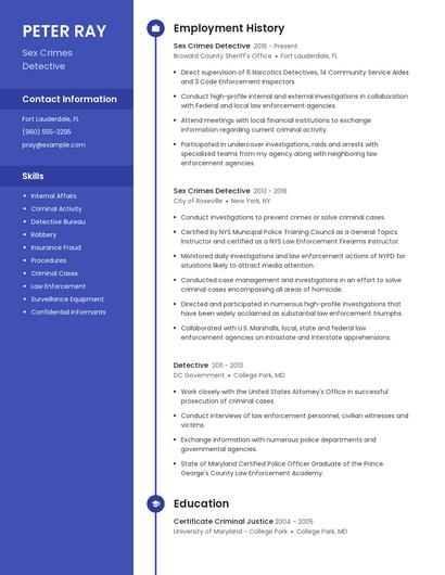 Sex Crimes Detective Resume