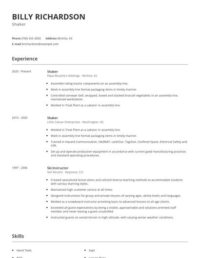 Shaker Resume