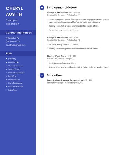 Shampoo Technician Resume