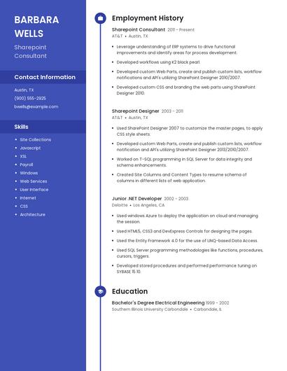 Sharepoint Consultant Resume