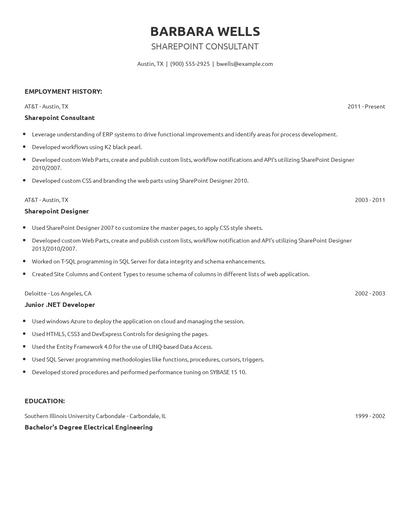 Sharepoint Consultant Resume