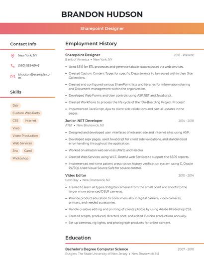 Sharepoint Designer Resume