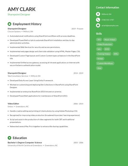 Sharepoint Designer Resume