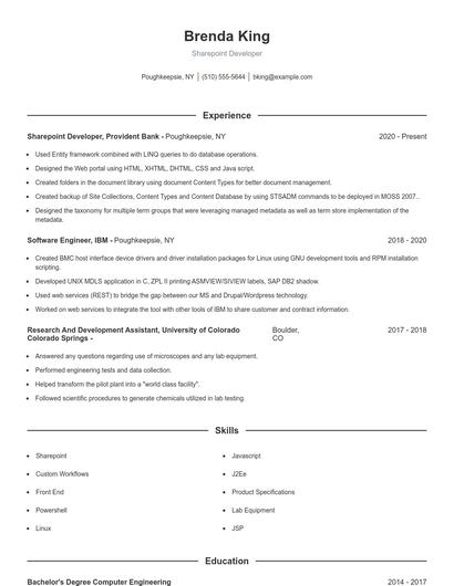 Resume example 1