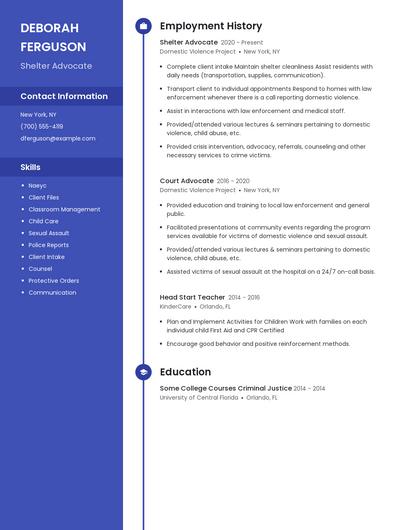 Shelter Advocate Resume