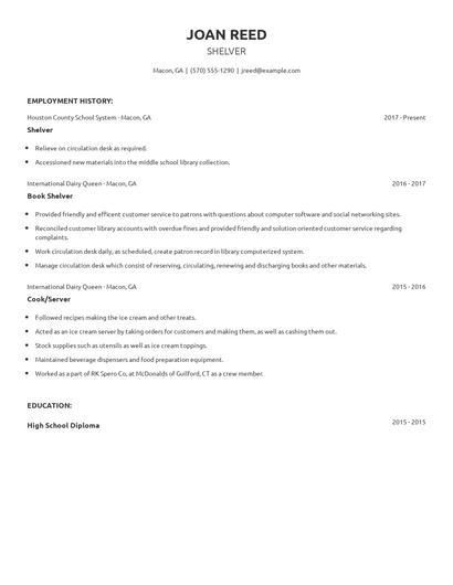 Shelver Resume